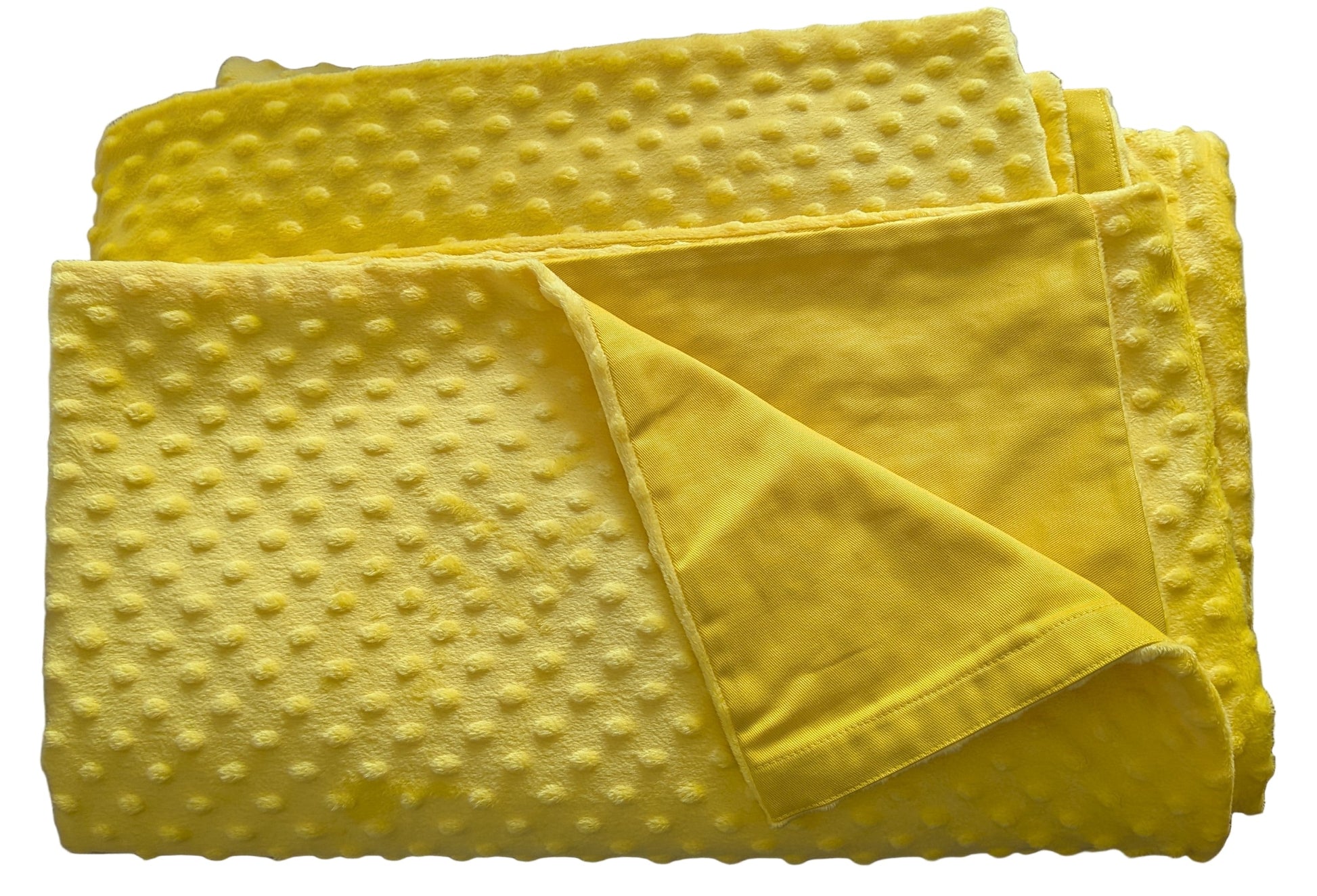 Yellow textured blanket cover on a light-colored surface