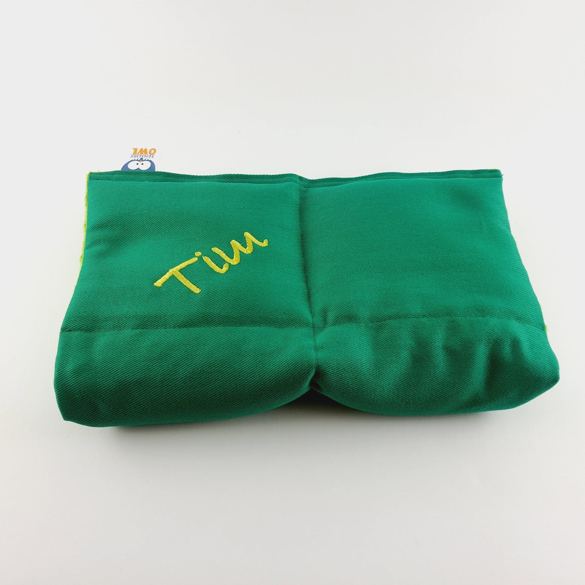 cotton weighted lap pillow in green  senory owl