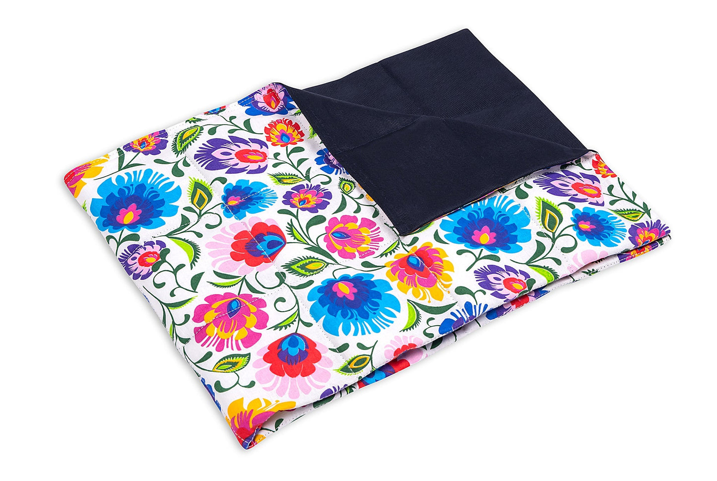 folk cotton weighted blanket made with navy blue cotton by sensory owl