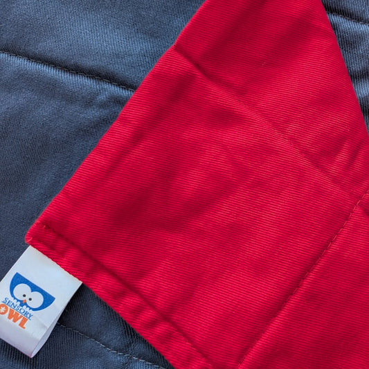 Navy and red cotton weighted blanket