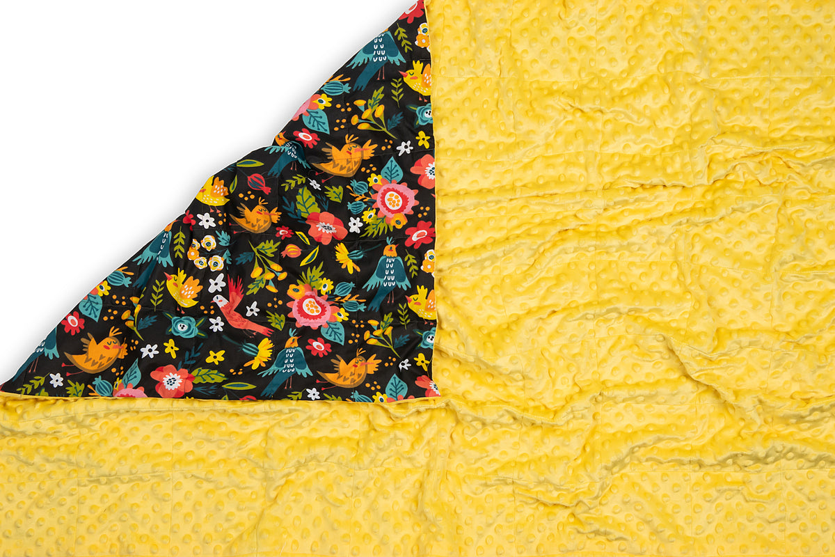 Birds'nFlowers & Yellow Plush Weighted Blanket, 2kg