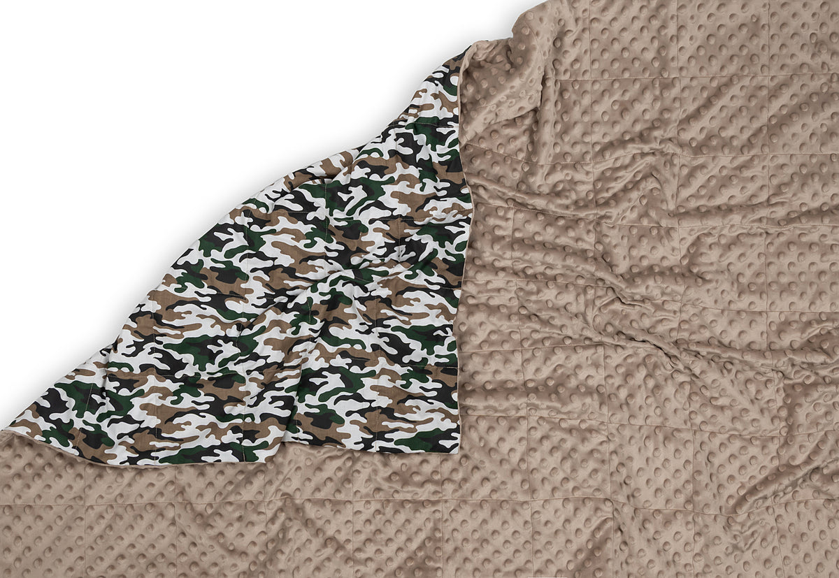 Camo &amp; Light Cappuccino Plush Weighted Blanket&nbsp;