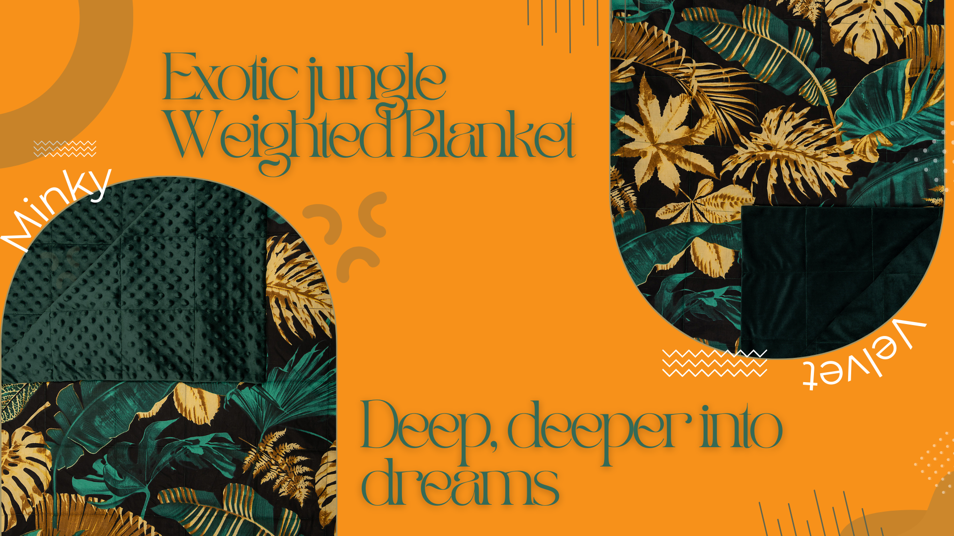 banner offering new exotic jungle print weighted blanket  by sensory owl