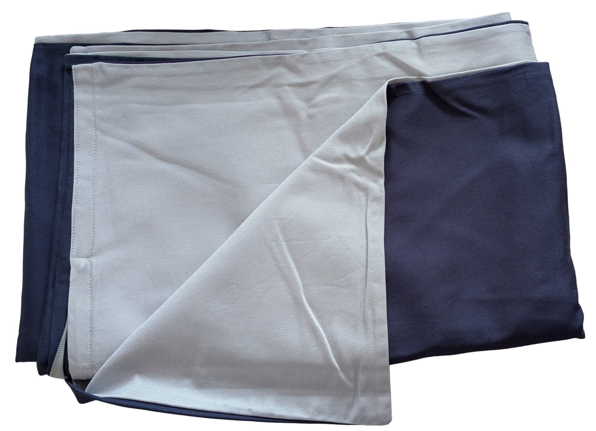 weighted blanket cover, one side gray and one navy