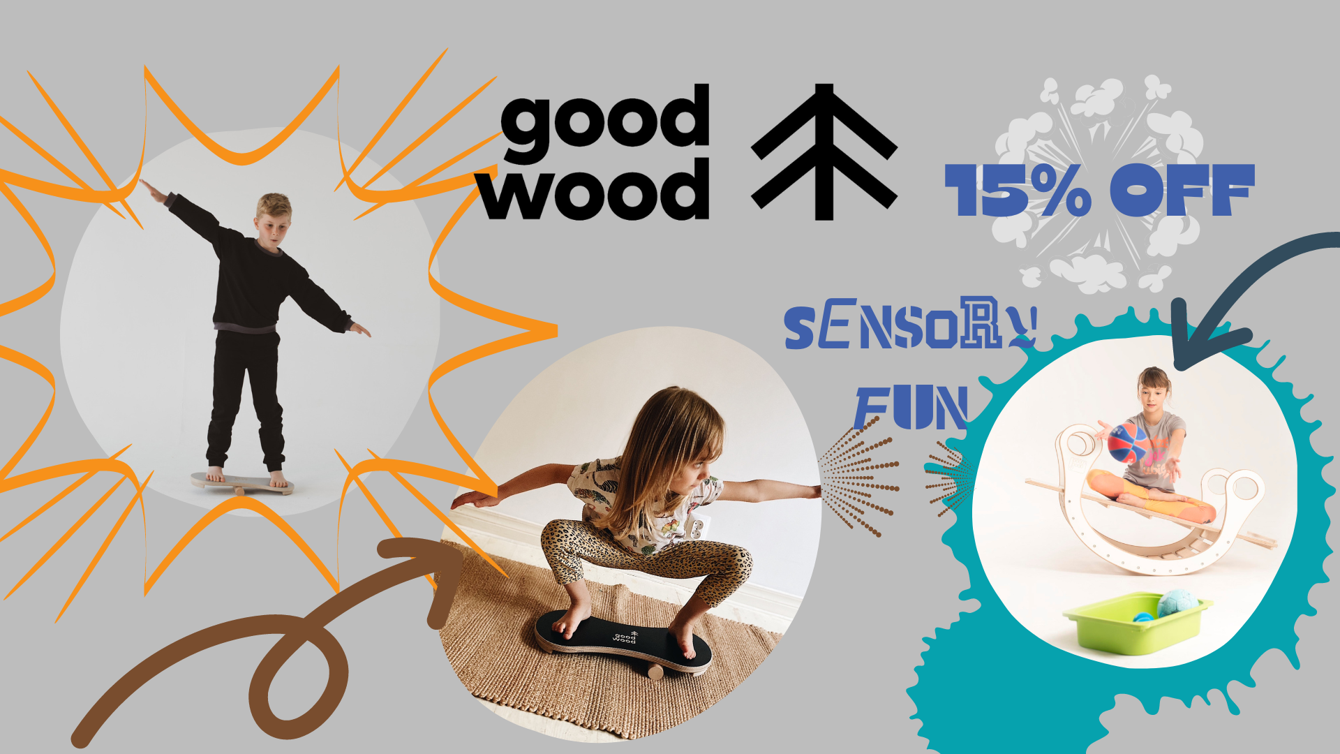 good wood products discount offer banner by sensory owl