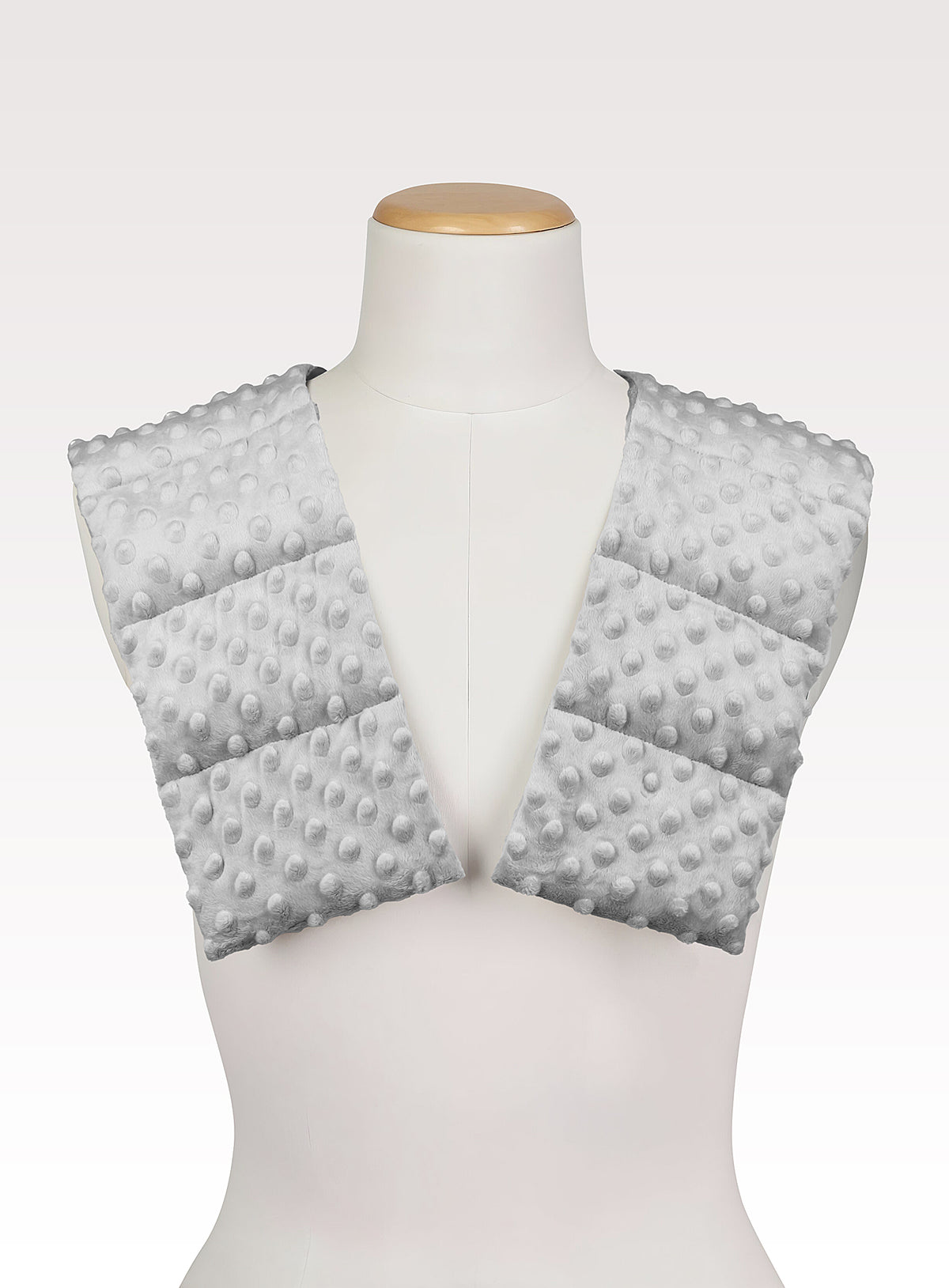 silver MINKY_WEIGHTED_COLLAR_arms from front