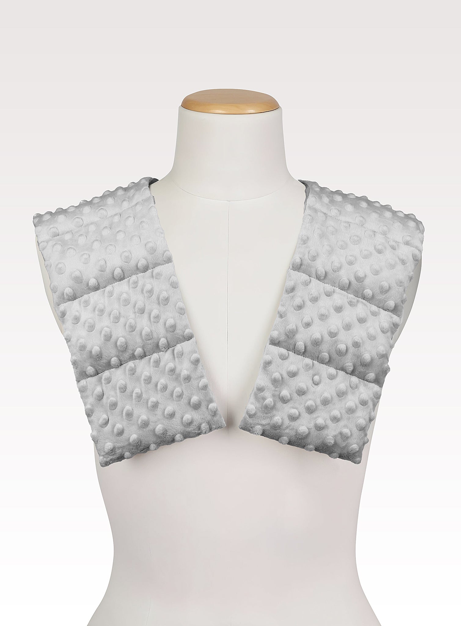 silver MINKY_WEIGHTED_COLLAR_arms from front