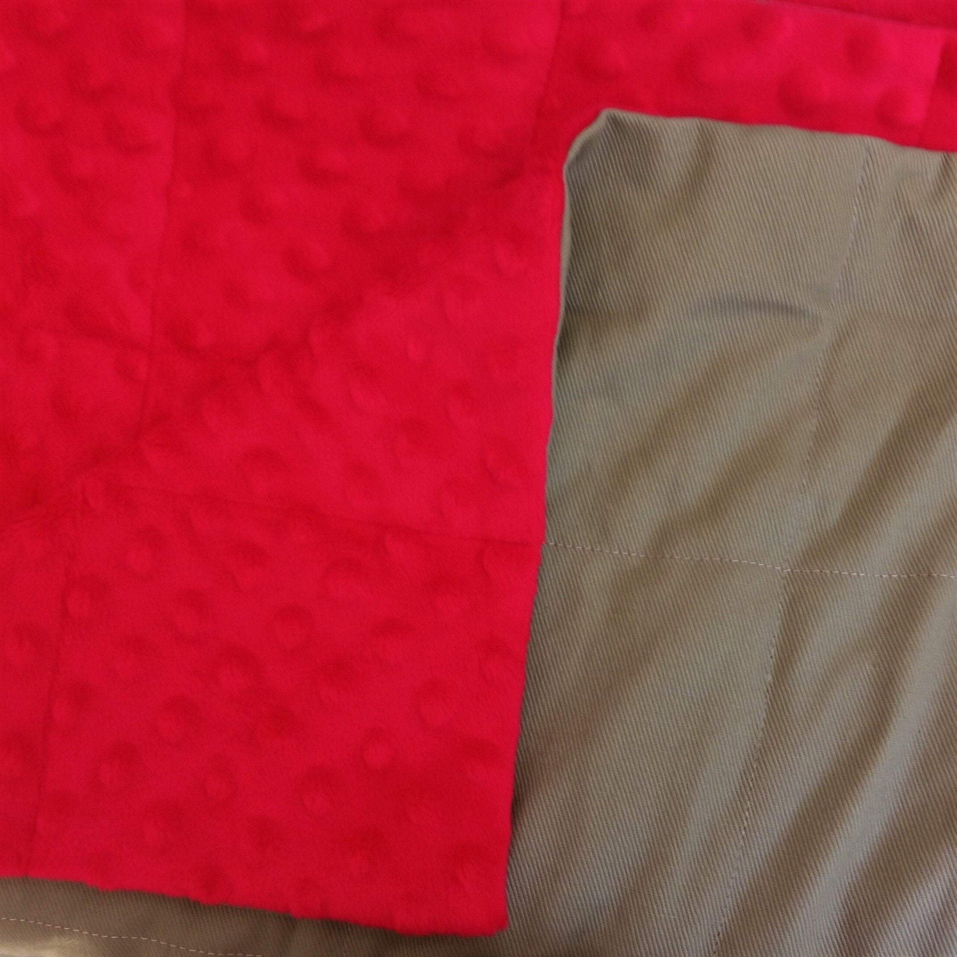 90x120cm, Beige Cotton & Red Minky Blanket, 3.7kg