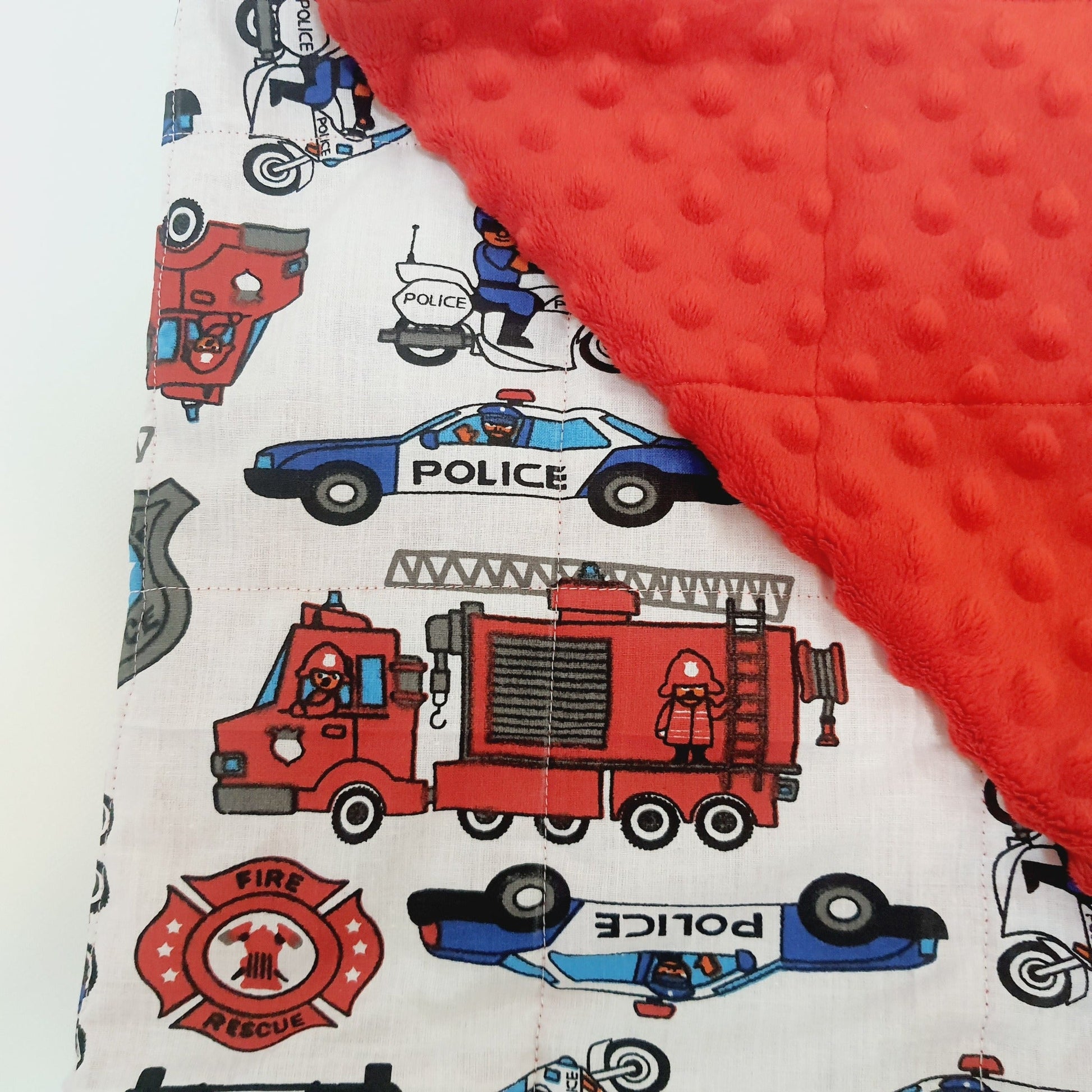 FIRE ENGINE MINKY WEIGHTED BLANKET | SENSORY BLANKET