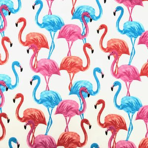blue, orange and pink flamingos pattern used for weighted blankets sensory owl