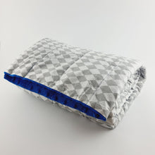 Load image into Gallery viewer, PREMADE KARO &amp; VICTORIA BLUE MINKY WEIGHTED BLANKET | SENSORY OWL