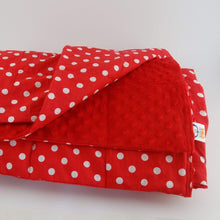 Load image into Gallery viewer, Red Polka Dot &amp; Red Minky Weighted Blanket | 135x200cm, 7kg | Sensory Owl
