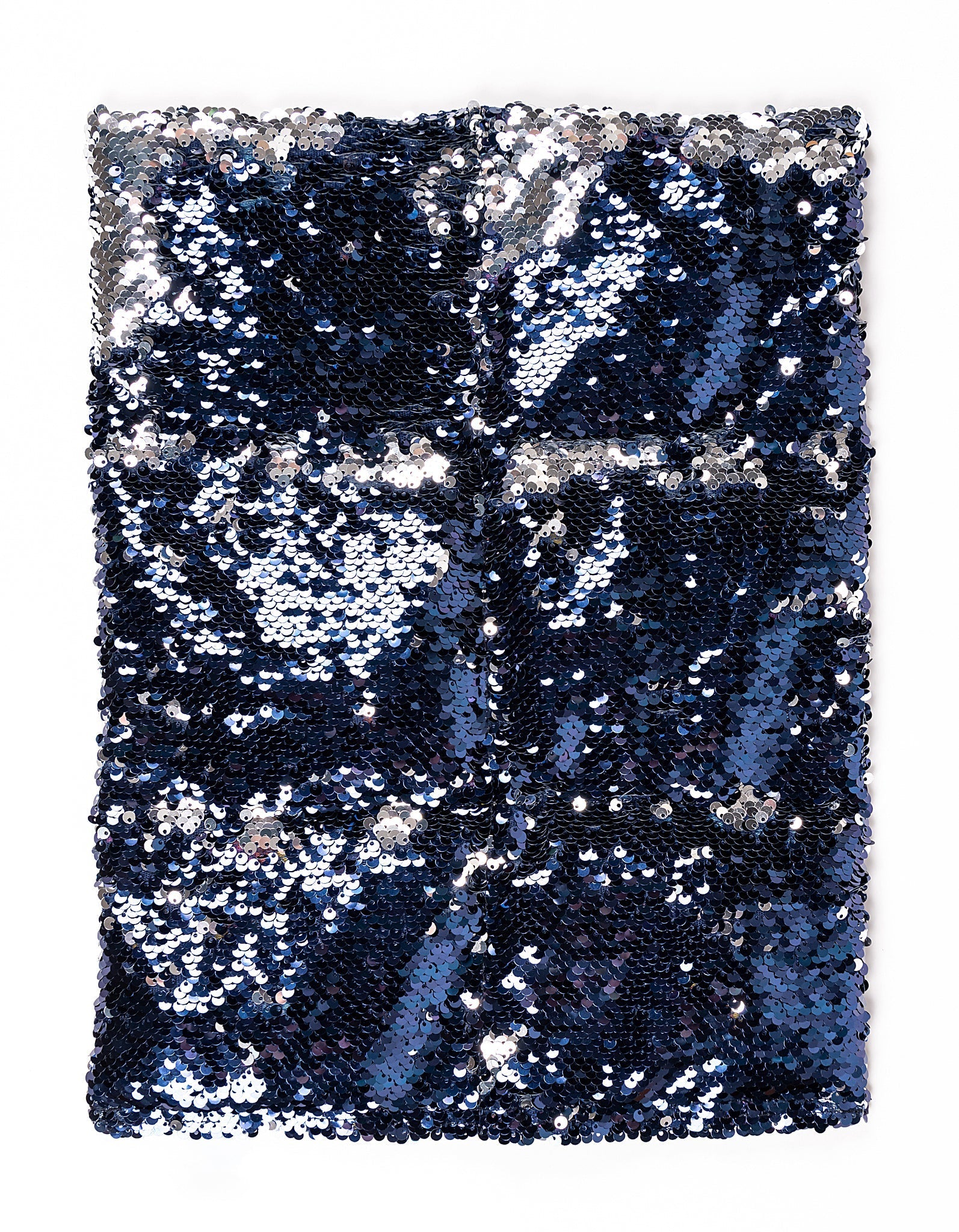 Sensory Owl Two tone sequin weighted lap pillow in blue and silver